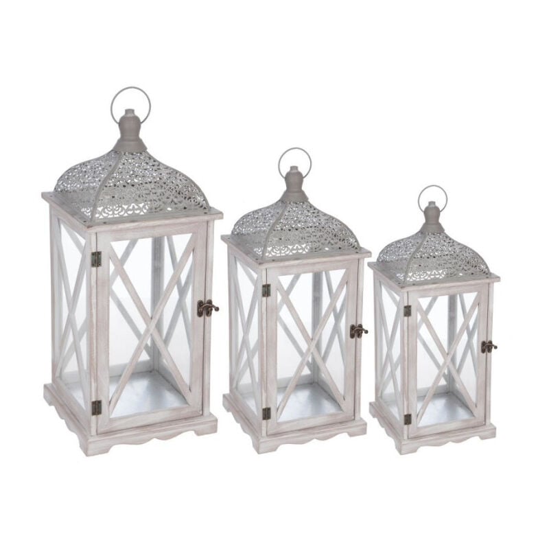 Lot de 3 Lanternes 'Folkdream' 66cm Gris