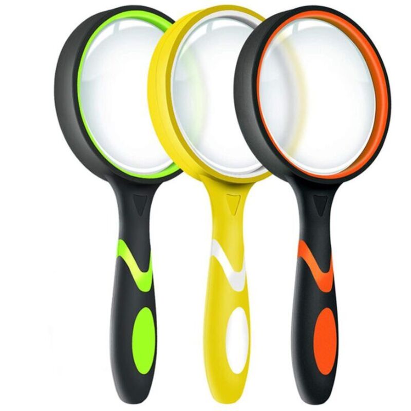 Lot de 3 loupes grossissantes 10X pour la lecture des enfants, loupe portable antidérapante, grandes loupes de 75 mm