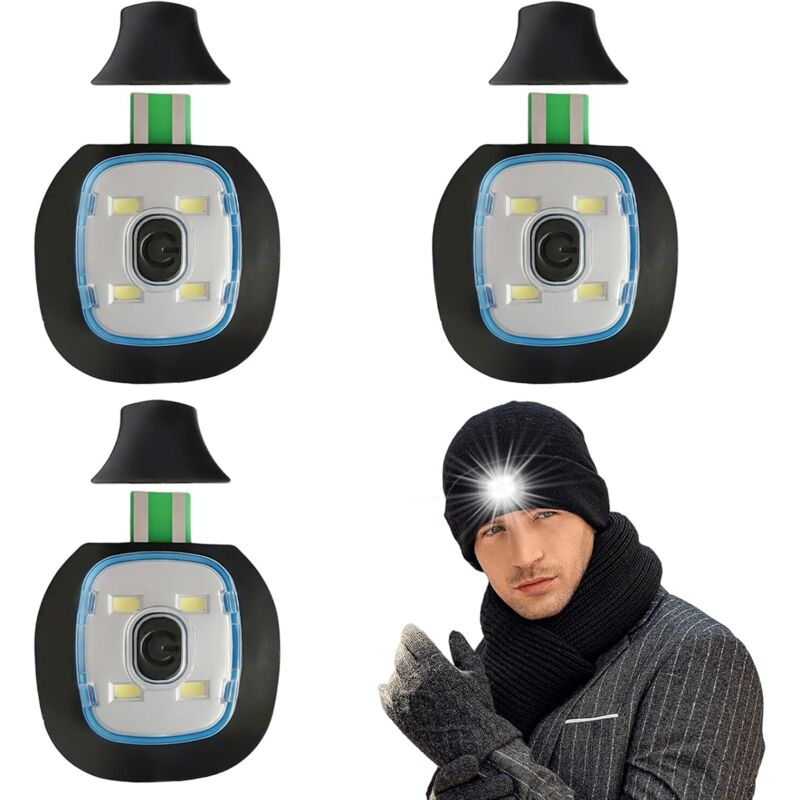 Lot de 3 lumières LED de rechange pour bonnet lumineux avec lumière, lampe de rechange USB rechargeable, ét