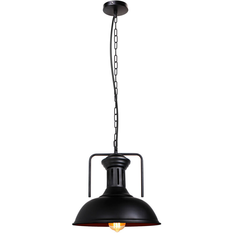 Wottes - Lustre Suspension Industrielle Vintage Suspension Créatif Luminaire Lampe Plafonnier Réglable Abat-jour en Métal Ø33CM E27 Noir - 1Pcs