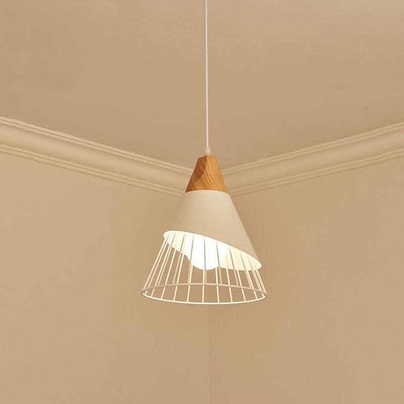 Wottes - Lustre Suspension en Forme Badminton en Métal E27 pour Chambre Bar Blanc