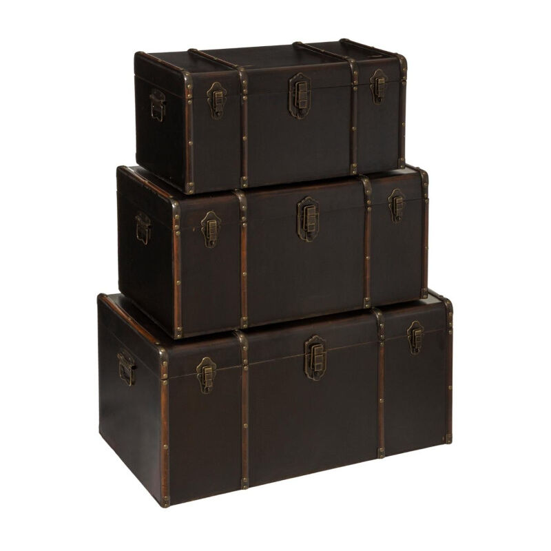 Lot de 3 Malles de Rangement 'British' 80cm Marron