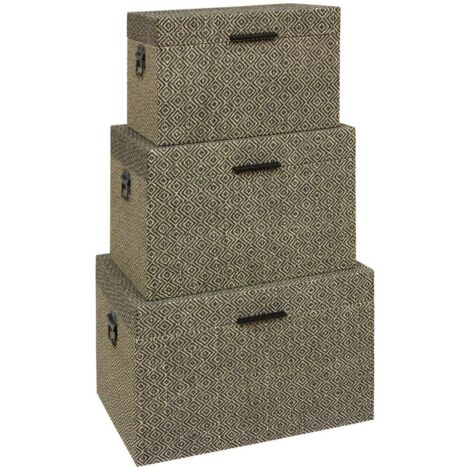 Lot de 3 malles Reso gris - Atmosphera créateur d'intérieur