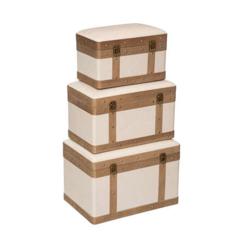 Lot de 3 Malles Vintage "Norah" 50cm Lin