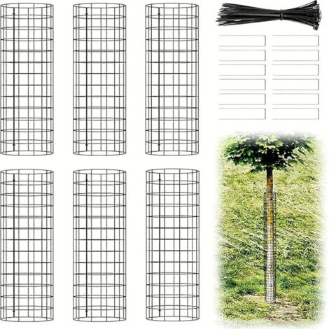 Lot de 3 Manchons de Protection pour Tronc d’Arbre, Répulsif Rongeurs et Cervidés, Résistant aux UV, Filet de protection avec Colliers de Serrage et Piquets de Fixation, Réutilisable, Empilable, 13.4 