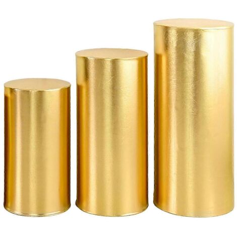 Lot de 3 manchons décoratifs pour socles cylindriques de fête, présentoirs, piliers, bases à desserts, emballages en tissu pour organisateurs d'événements - JikaixGolden