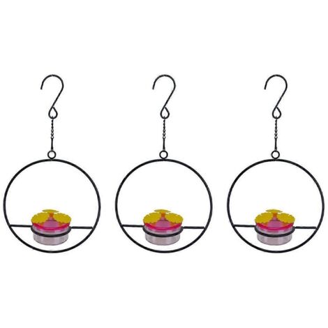 Lot de 3 mangeoires suspendues pour colibris, en forme de cœur--