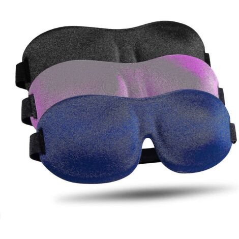 Lot de 3 masques de sommeil, masque occultant 3D profilé amélioré avec sangle ajustable, bandeau de nuit doux et confortable pour femmes et hommes.