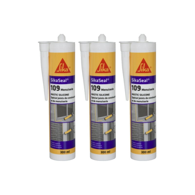 Sika - Lot de 3 mastic silicone seal 109 Menuiserie - Transparent - 300ml