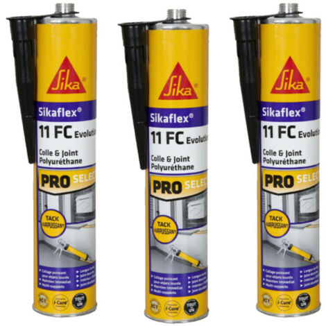 Lot de 3 mastics colle SIKA Sikaflex 11 FC+ Evolution - Noir - 300ml
