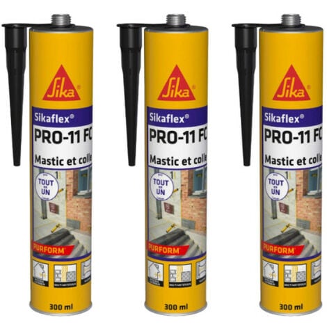 Lot de 3 mastics colles SIKA Sikaflex PRO 11 FC Purform - Noir - 300ml - 659664