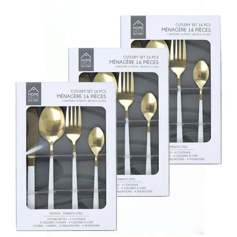Lot de 3 ménagères bicolores 48 pièces CHIC