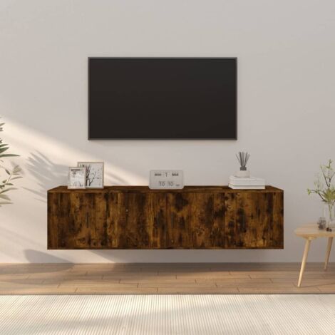 Lot de 3 Meubles TV - Armoire Télévision Moderne  Banc TV Chêne fumé Bois d'ingénierie -FR46553