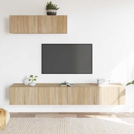 Lot de 3 Meubles TV - Armoire Télévision Moderne  Banc TV Chêne sonoma Bois d'ingénierie -FR36209