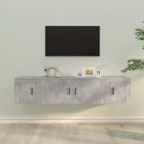 Lot de 3 Meubles TV - Armoire Télévision Moderne  Banc TV Gris béton Bois d'ingénierie -FR57010