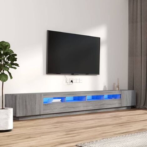 Lot de 3 Meubles TV LED- Armoire Télévision Moderne Banc TV avec lumières LED Sonoma gris -FR58446 - Gris