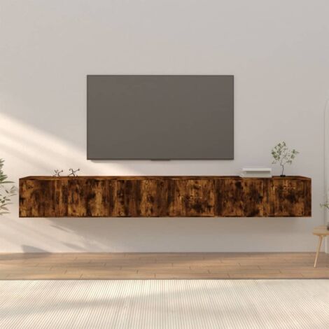Lot de 3 Meubles TV muraux Banc TV de Salon,Design de luxe chêne fumé 100x34,5x40 cm -FR11276