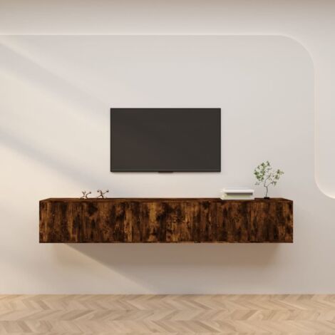 Lot de 3 Meubles TV muraux Banc TV de Salon,Design de luxe chêne fumé 80x34,5x40 cm -FR60531