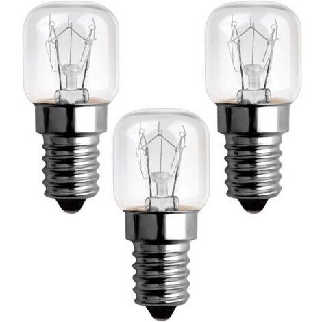 Lot de 3 mini ampoules à vis E14 de 25 W pour micro-ondes/four, résistantes à la chaleur jusqu'à 300 °C