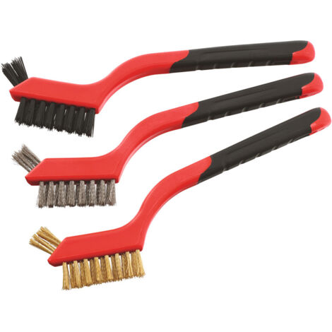 Lot de 3 mini brosses métal, laiton, plastique