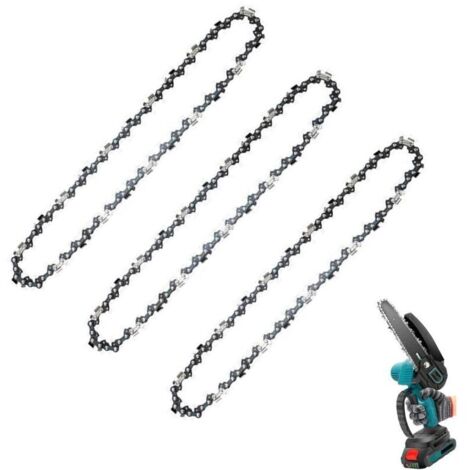 Lot de 3 mini chaînes de tronçonneuse de 30,5 cm de rechange pour tronçonneuses portatives sans fil, petite lame de tronçonneuse à faible rebond pour la taille des arbres et la coupe du bois (45
