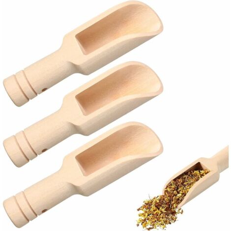 Lot de 3 mini cuillères de bain en bois pour miel, épices, sucre, crème glacée, poudre essentielle,
