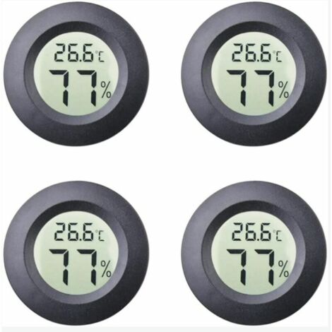 Lot de 3 mini hygromètres ronds d'intéri thermomètre  Celsius ou Fahrenheit mètre LCD numérique jauge