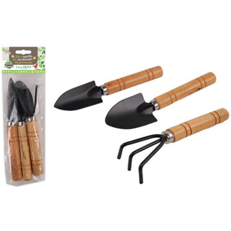Lot de 3 mini outils en métal et bois