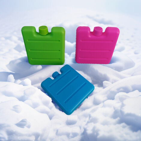 Lot de 3 mini pains de glace 70Ml BLOCS Réfrigérants Congélation Refroidissement Froid Glaçon Couleurs : Bleu Vert Rose (Ice pack)