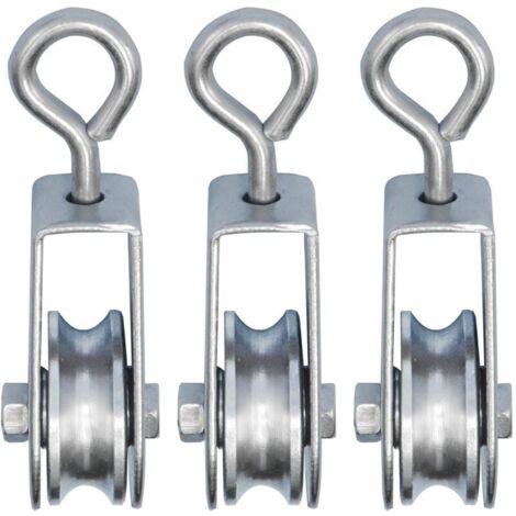 Lot de 3 mini poulies avec roulements à billes – Charge 30kg – Ø 28mm pour corde de 6mm – Acier galvanisé antirouille