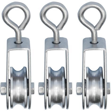 Lot de 3 mini poulies avec roulements à billes – Charge 30kg – Ø 28mm pour corde de 6mm – Acier galvanisé antirouille