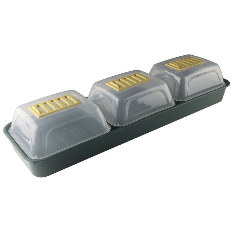 Lot de 3 mini serres Rapid Grow Window avec bac pour fenêtres - vert/transparent - Nortene