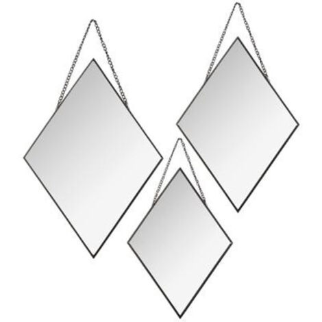 Lot de 3 Miroirs à Chaînes "Losange" 38cm Noir