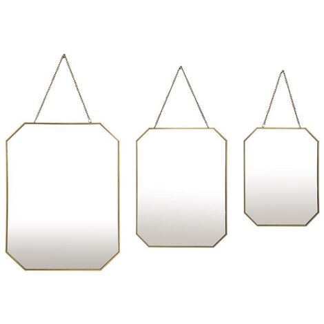 Lot de 3 miroirs avec chaînette en métal doré