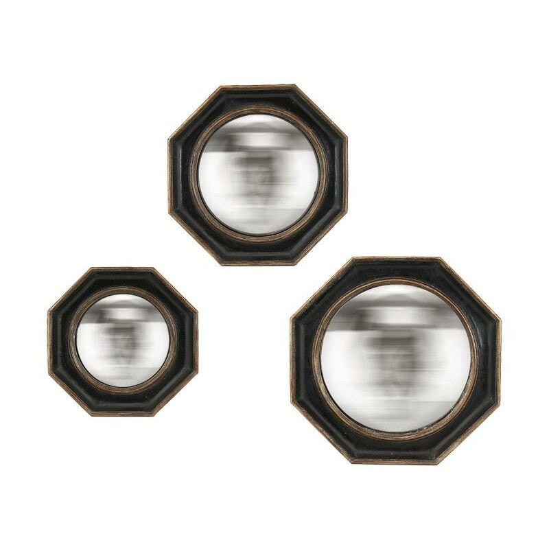 Lot de 3 miroirs convexes hexagonaux 17, 19 et 22cm