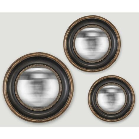 Lot de 3 miroirs convexes noirs 16/19/23cm – Design moderne pour décoration intérieure – Parfait pour salons et couloirs – Emde