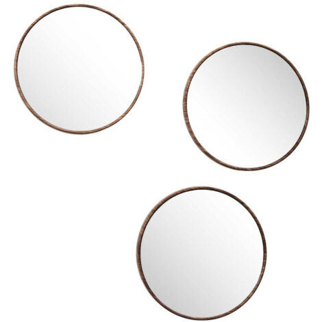 Lot de 3 Miroirs Déco "Toronto" 26cm Marron