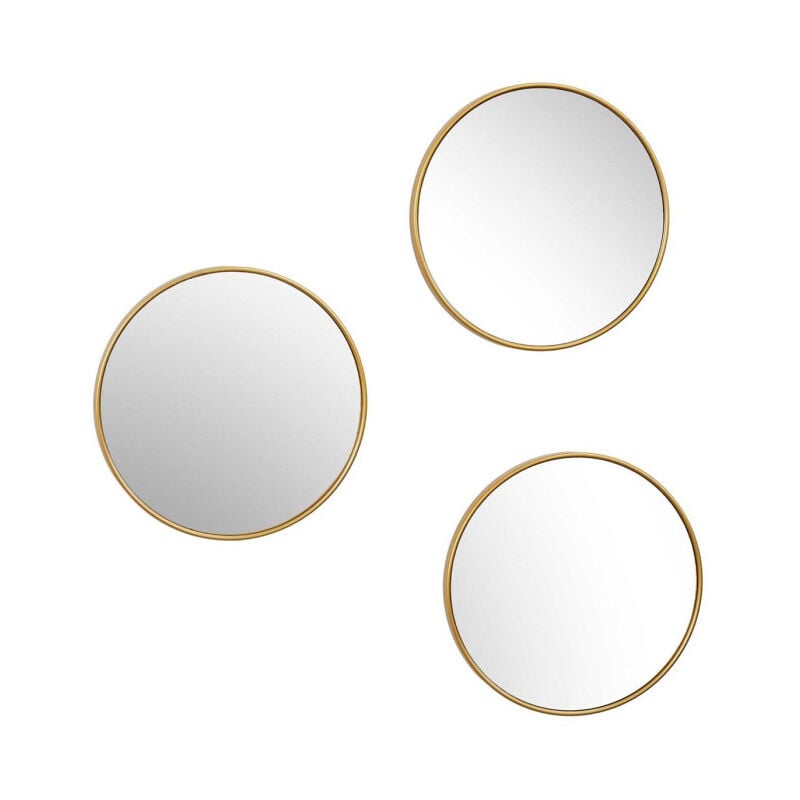 Paris Prix - Lot de 3 Miroirs Déco 'Toronto' 26cm Or