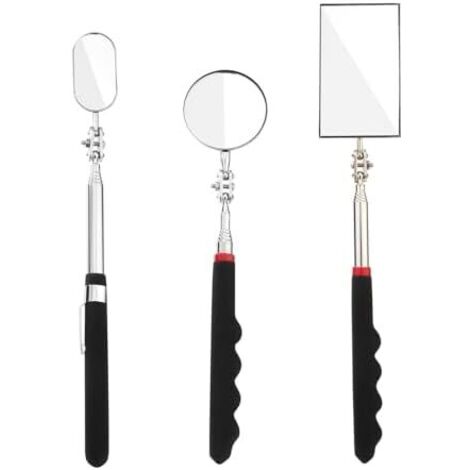 Lot de 3 miroirs d'inspection télescopiques, rétractables, kit surveillance pour inspection des véhicules, observation cils -