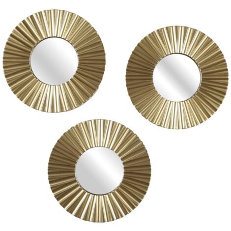 Lot de 3 miroirs dorés diamètre 19cm