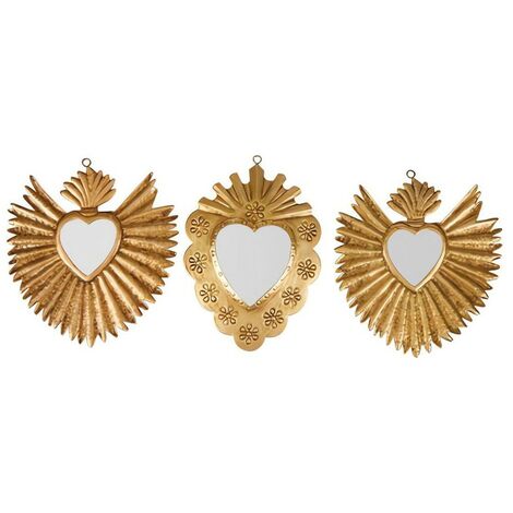 Lot de 3 miroirs en métal doré Exvoto – Dimensions L. 18,3 x l. 0,6 x H. 20 cm – Design chic pour intérieur moderne – Ostaria