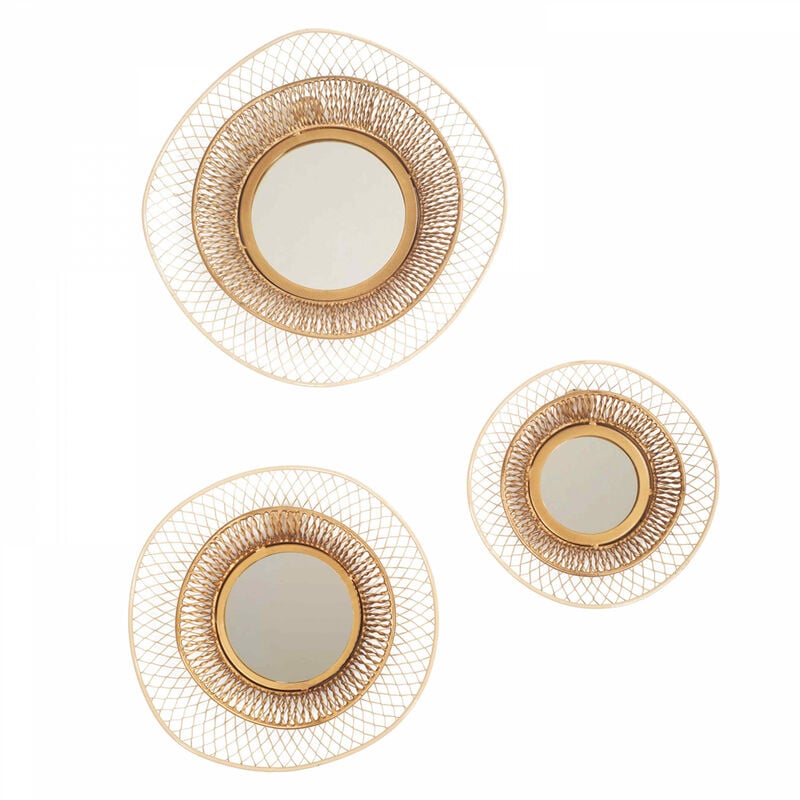 Lot de 3 miroirs en métal forme organique 31 cm