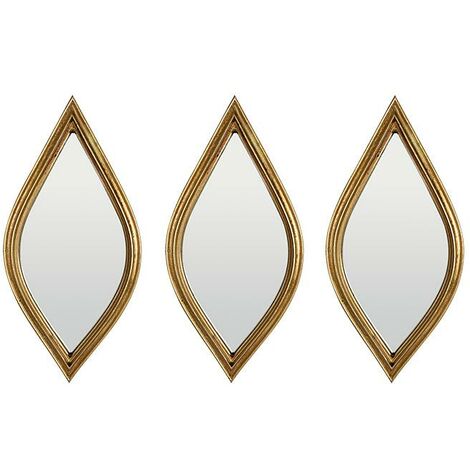Lot de 3 miroirs losanges arrondis doré 12x24cm