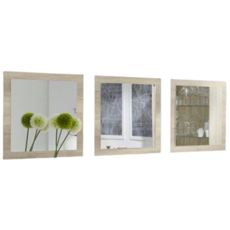 Lot de 3 miroirs MALMO. Cadre coloris chêne clair, sonoma. Accessoire idéal pour la décoration de votre habitation. - Marron - Bois