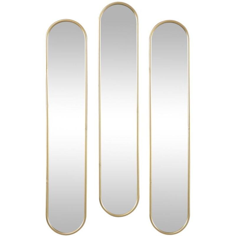 Vente-unique - Lot de 3 miroirs ovales en métal - L.23 x H.120 cm - Doré - jaylen