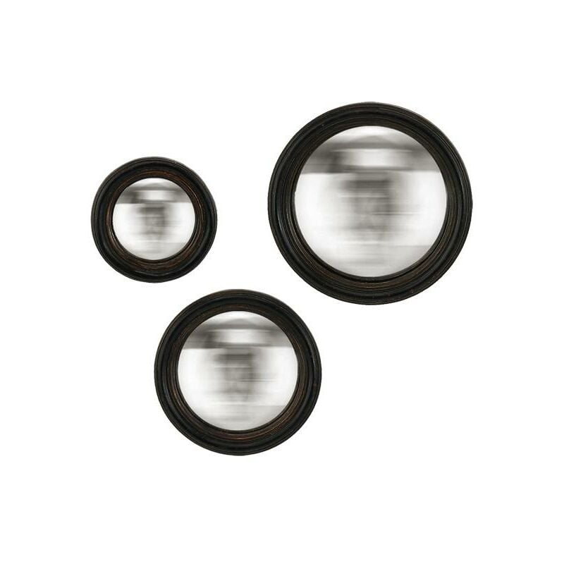Emde - Lot de 3 miroirs ronds convexes patinés 9, 11 et 13 cm