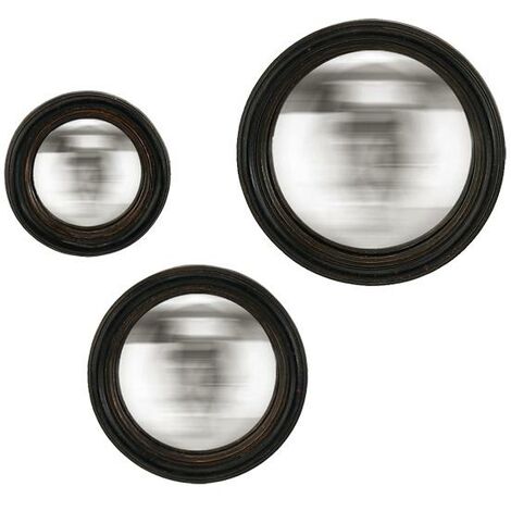 Lot de 3 miroirs ronds convexes patinés 9, 11 et 13 cm