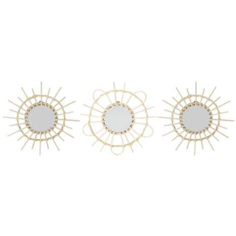Lot de 3 Miroirs Ronds en Rotin Ø28 cm