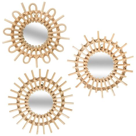 Lot de 3 miroirs rotin soleil D28