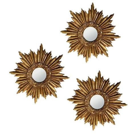 Lot de 3 miroirs soleil doré diam ext 14,5cm